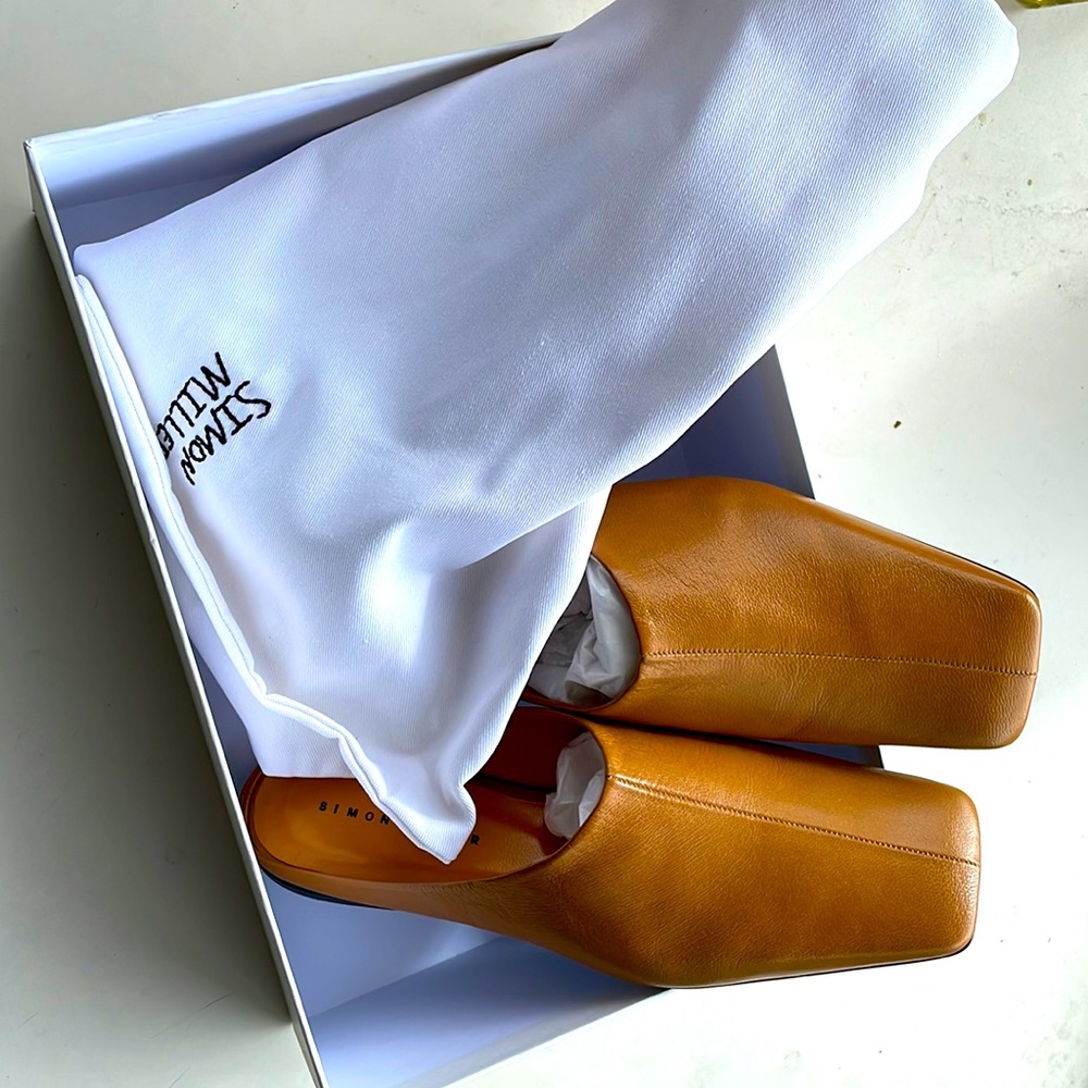 Simon Miller “Foxy Slide” square toe mules, sz. 38